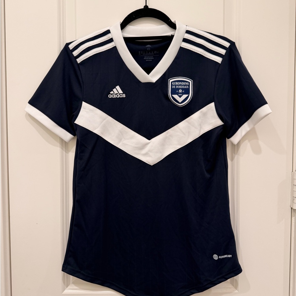Adidas Dark Blue and White Sports Jersey